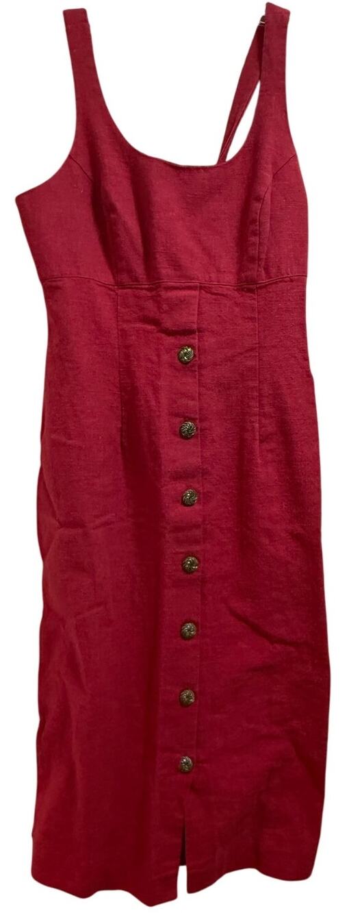 Blondie and Me Red Button Accent Sleeveless Midi Dress - Size 5-6
